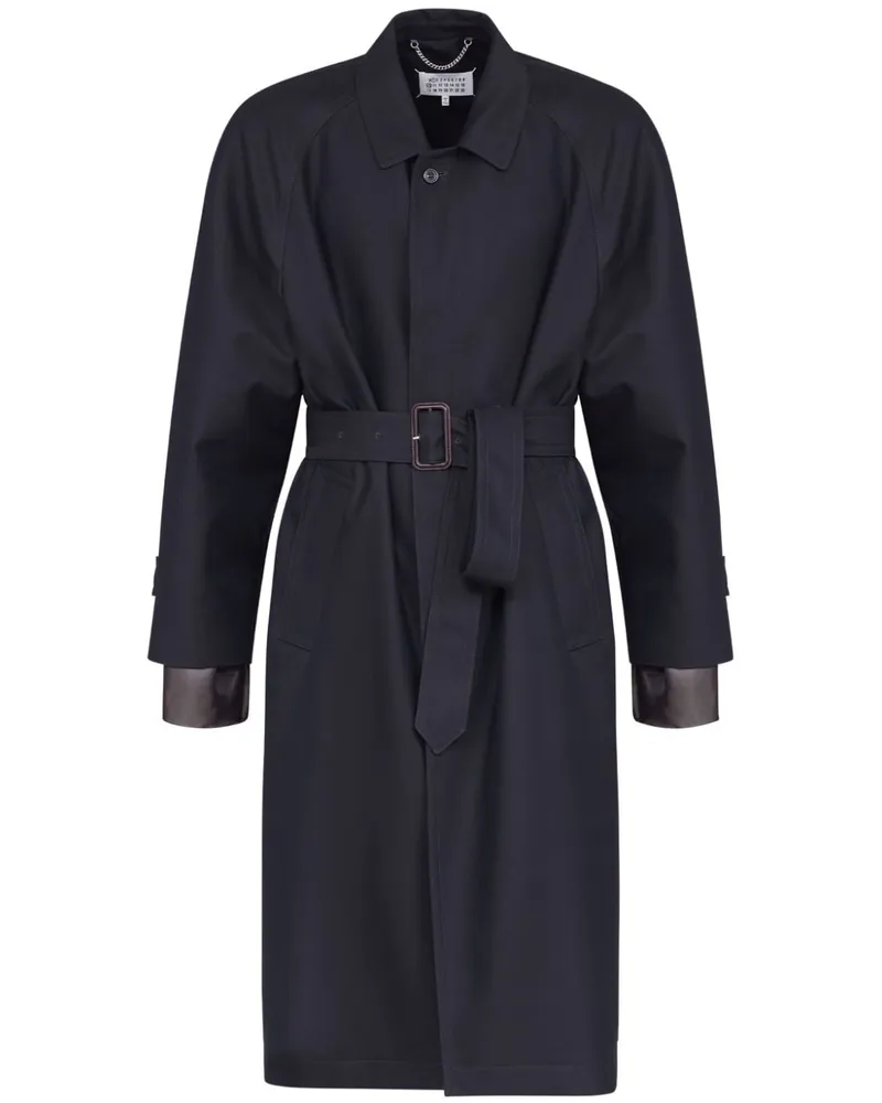 Maison Margiela Schimmernder Trenchcoat mit Gürtel - Schwarz Schwarz