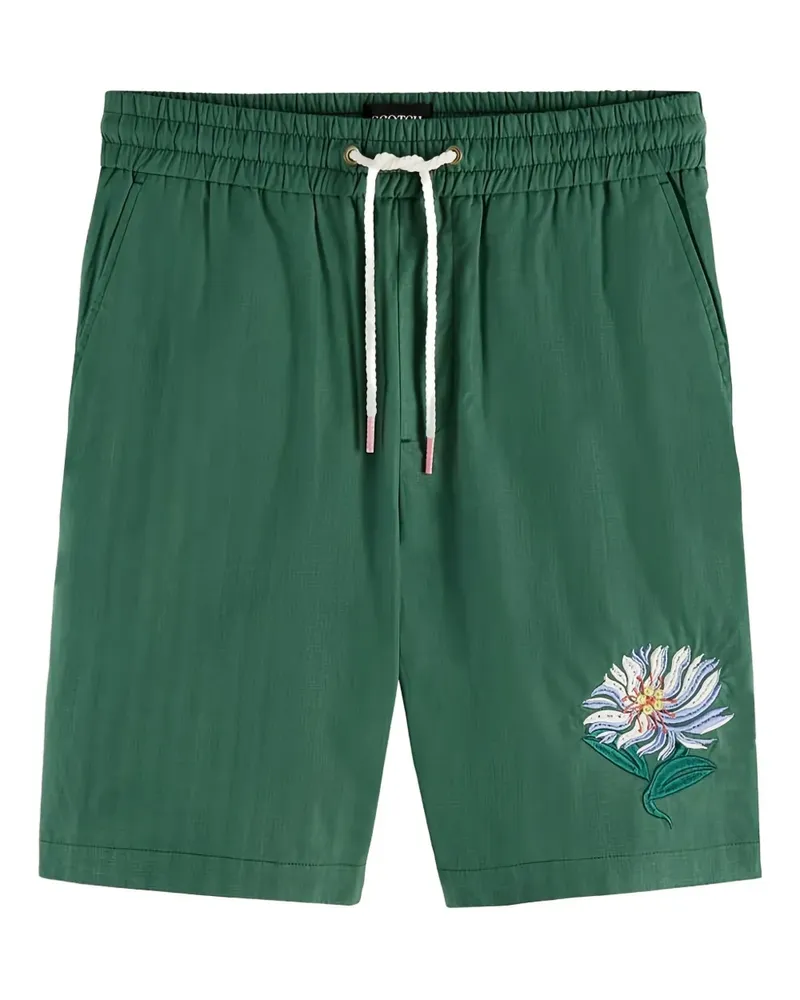 Scotch&Soda Shorts mit Blumenstickerei - Grün Grün