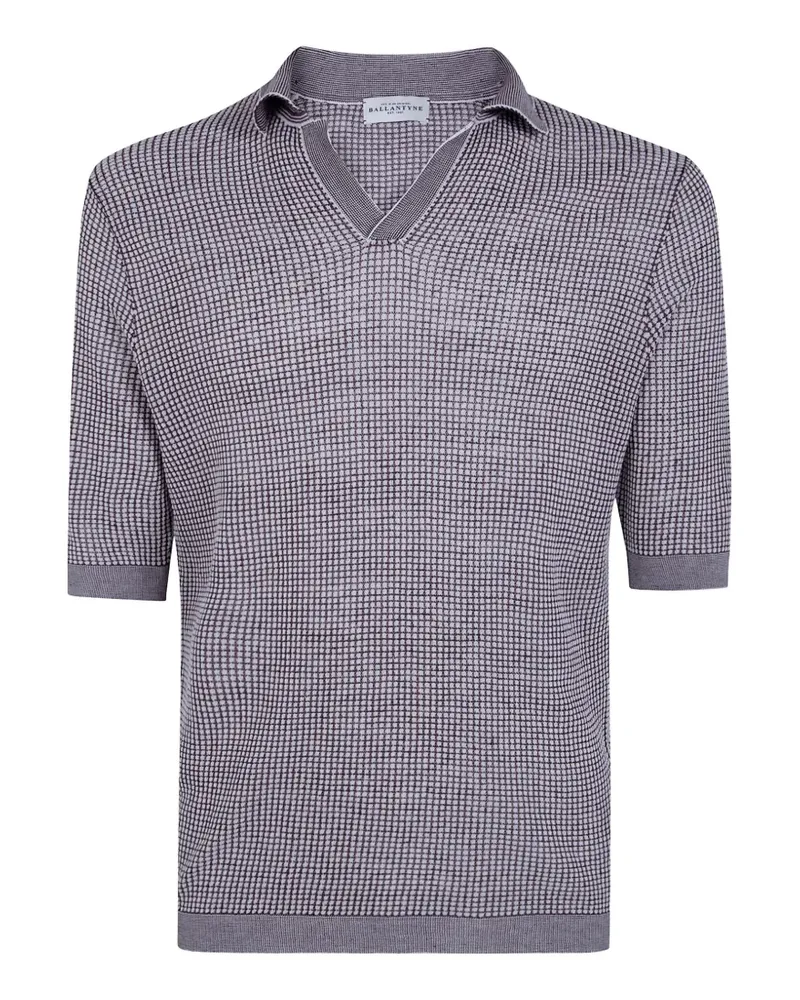 Ballantyne micro-check collared T-shirt - Grau Grau