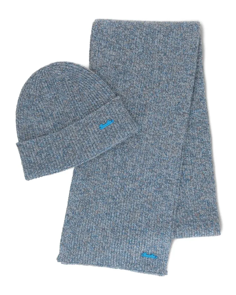 Borsalino ribbed wool beanie set - Blau Blau