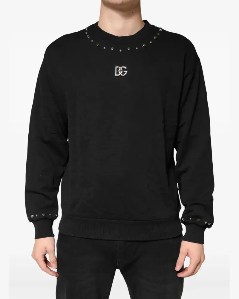 Dolce & Gabbana Pullover mit Nietenverzierung und Logoplakette - Schwarz Schwarz