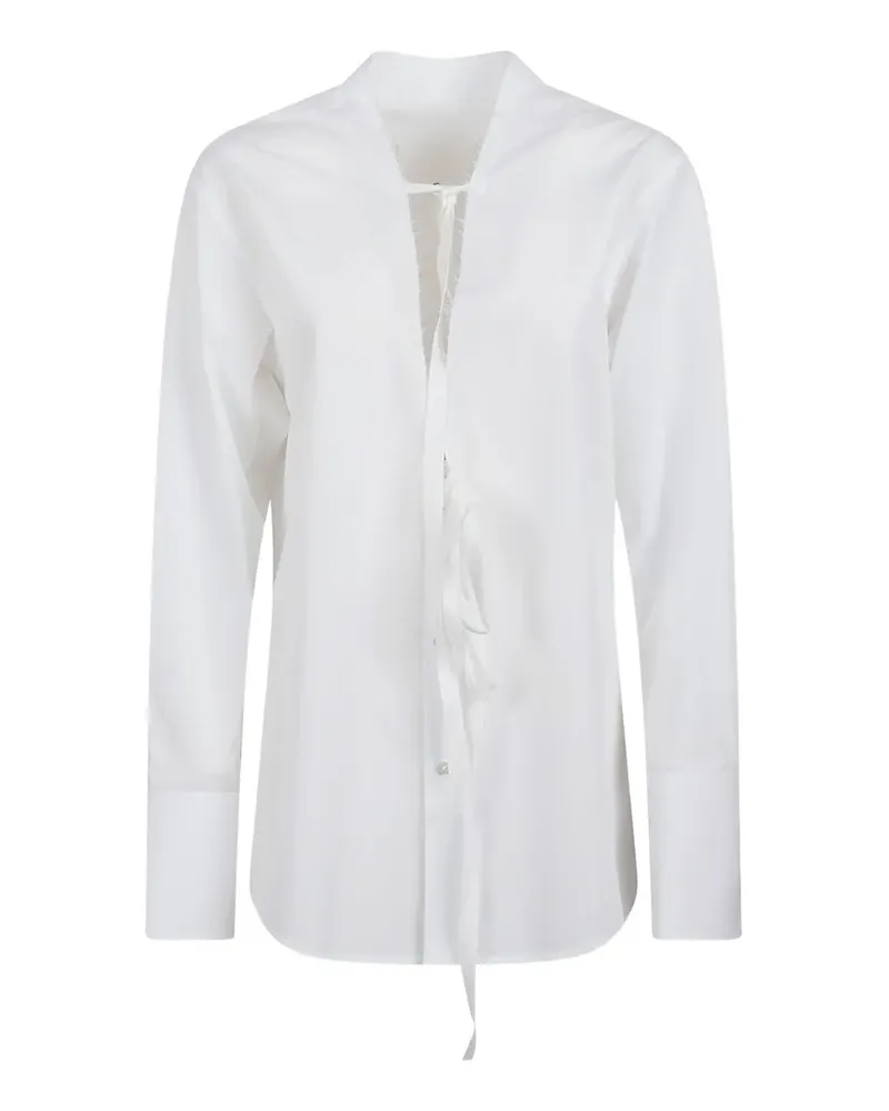 Maison Margiela lace-up frayed-edge shirt - Weiß Weiß