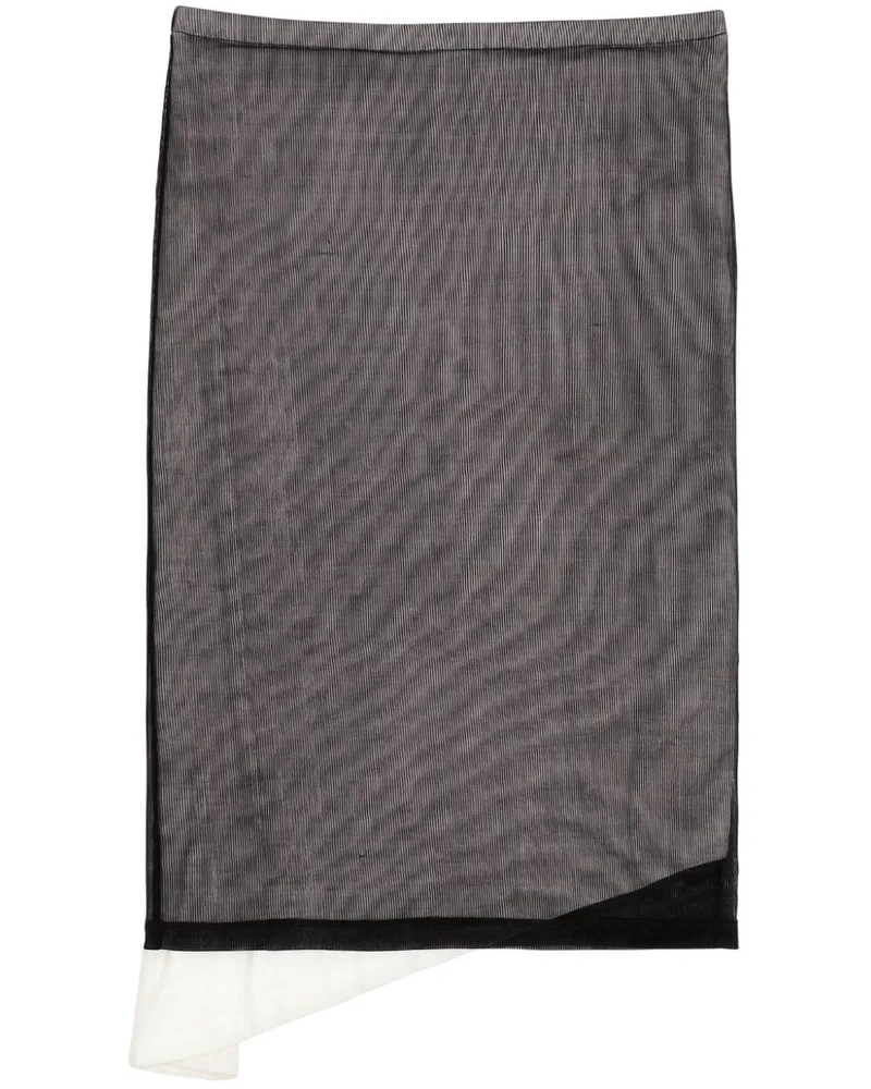 Maison Margiela Semi-transparenter Midirock mit Rippung - Schwarz Schwarz