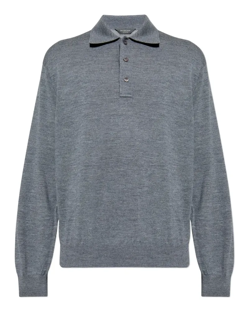 Balenciaga Polo-Pullover aus Wolle - Grau Grau