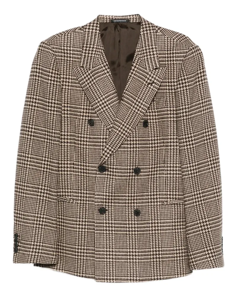Emporio Armani Doppelreihiges Sakko mit Hahnentrittmuster - Braun Braun
