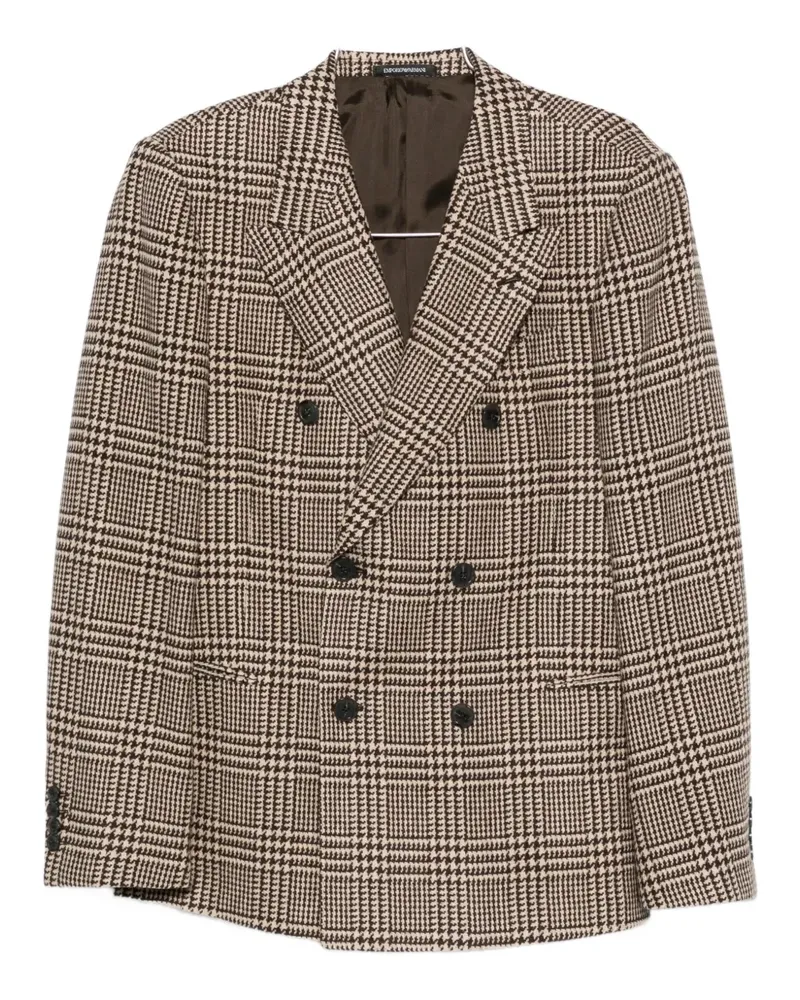 Emporio Armani double-breasted houndstooth blazer - Braun Braun