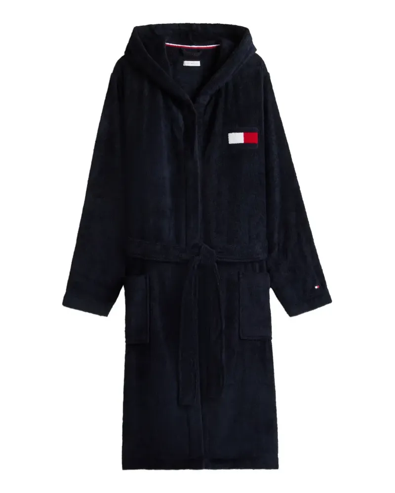 Tommy Hilfiger logo-patch hooded bathrobe - Blau Blau