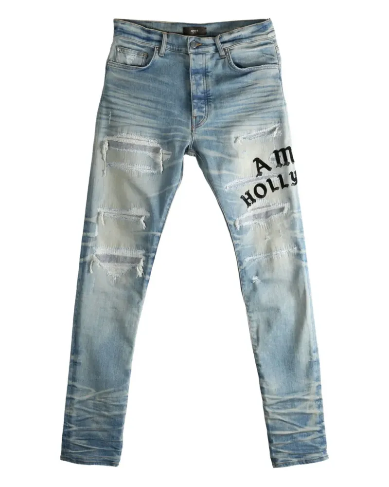Amiri distressed embroidered jeans - Braun Braun