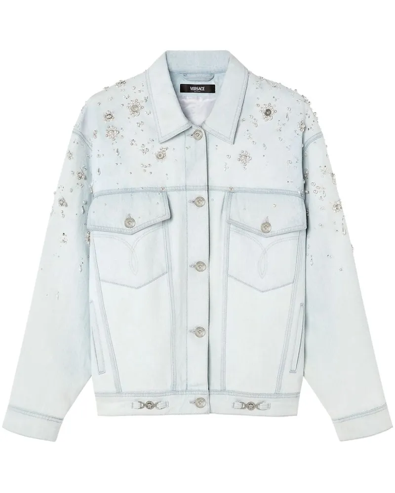 Versace Jeansjacke mit Perlen - Blau Blau