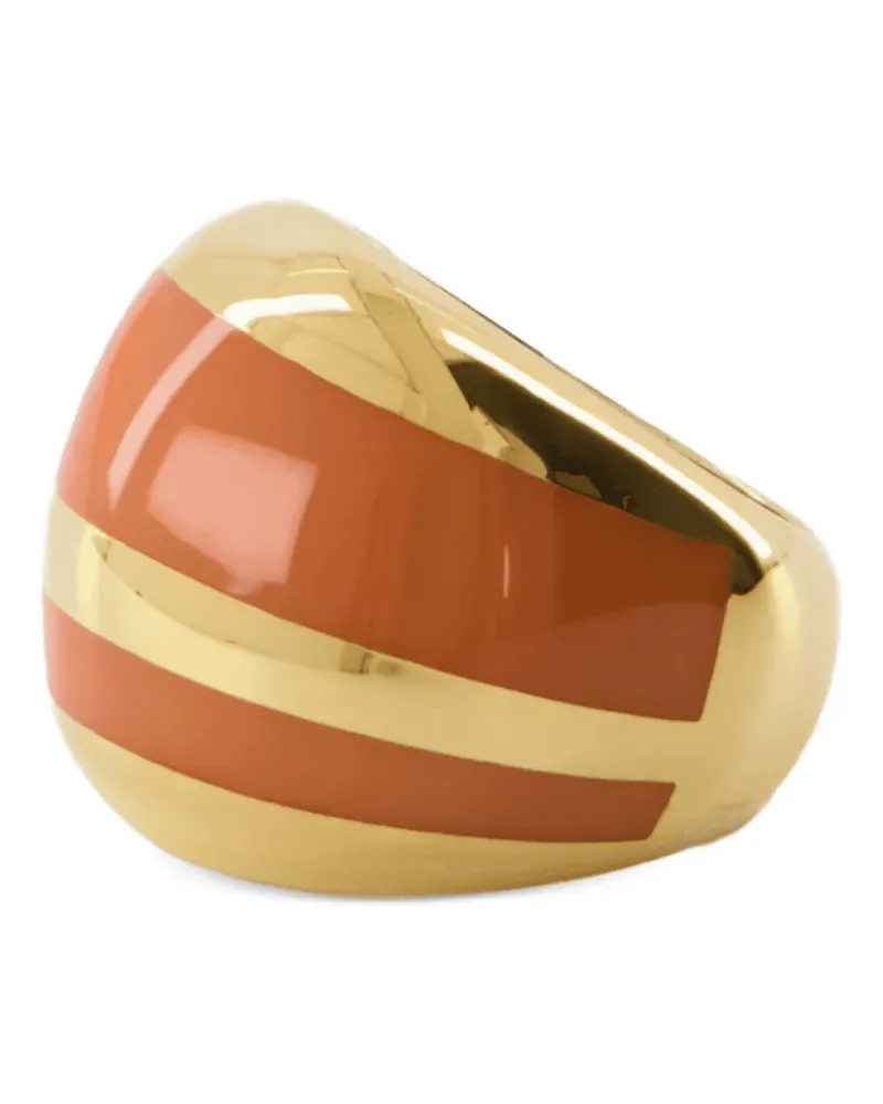 Aurélie Bidermann striped enamel-detail ring - Gold Gold