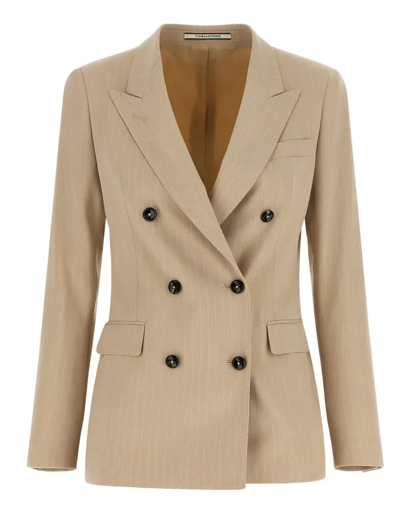 Tagliatore pinstriped double-breasted blazer - Nude Nude