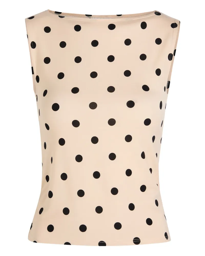 Reformation Oberteil mit Polka Dots - Nude Nude