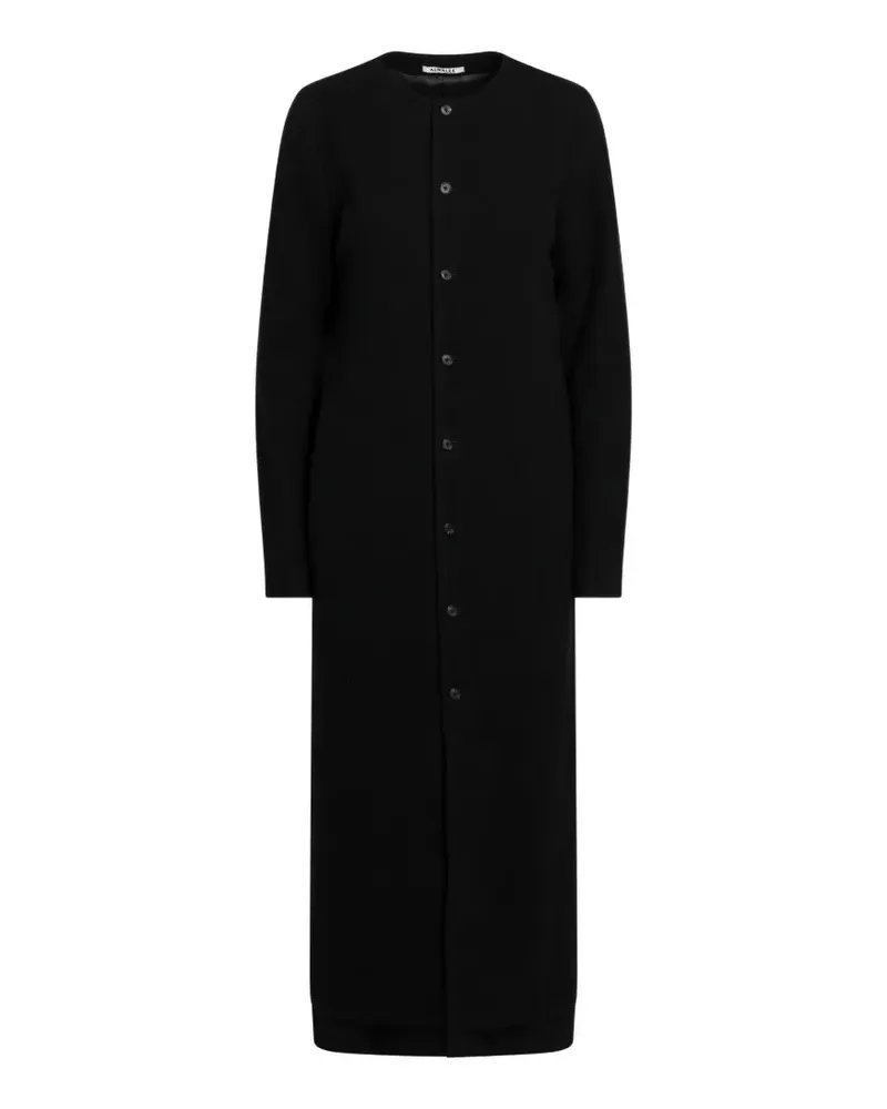 AURALEE collarless button-up midi dress - Schwarz Schwarz