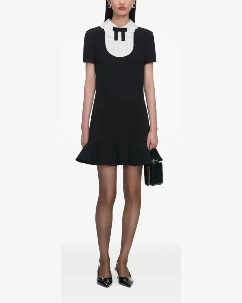 Self-Portrait bow embroidered collar dress - Schwarz Schwarz