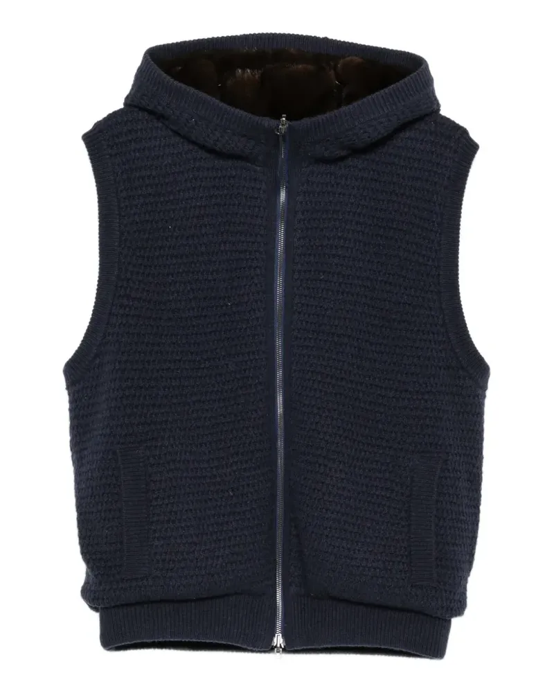 Liska hooded waffle-knit gilet - Braun Braun