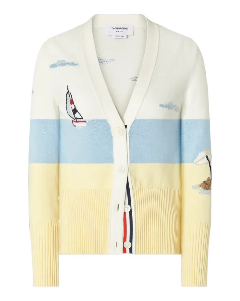 Thom Browne Nantucket scenic-embroidery cardigan - Gelb Gelb