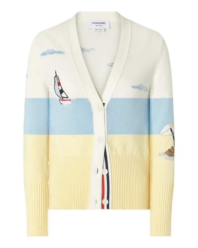 Thom Browne Nantucket Cardigan mit Scenic-Stickerei - Gelb Gelb