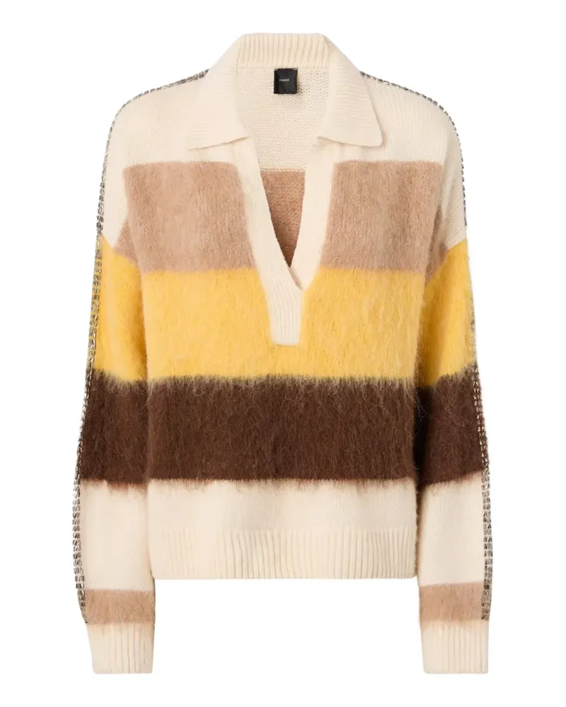 Pinko Gestreifter Pullover mit Kristallen - Nude Nude
