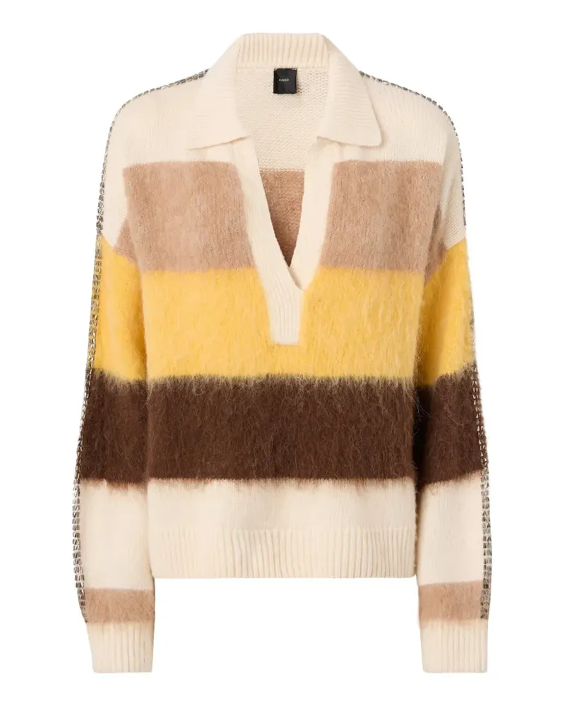 Pinko Gestreifter Pullover mit Kristallen - Nude Nude
