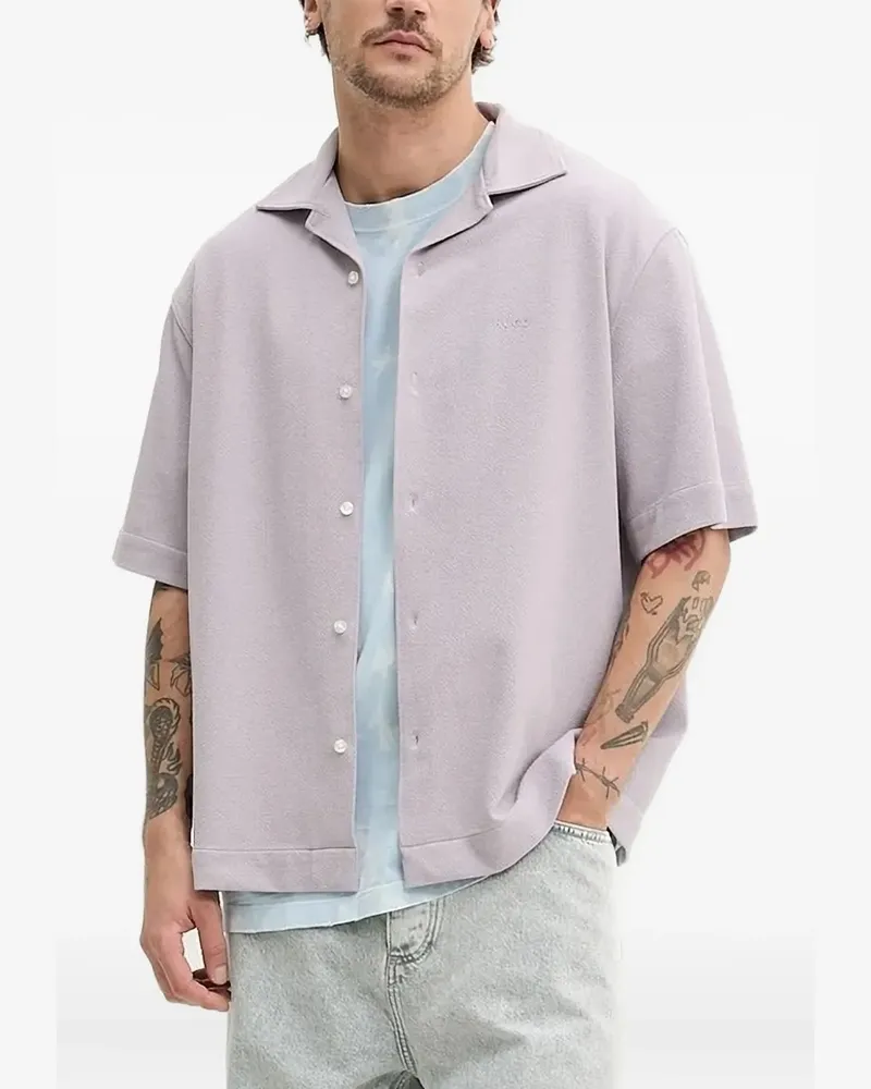 HUGO BOSS Kurzärmeliges Hemd mit Reverskragen - Violett Violett