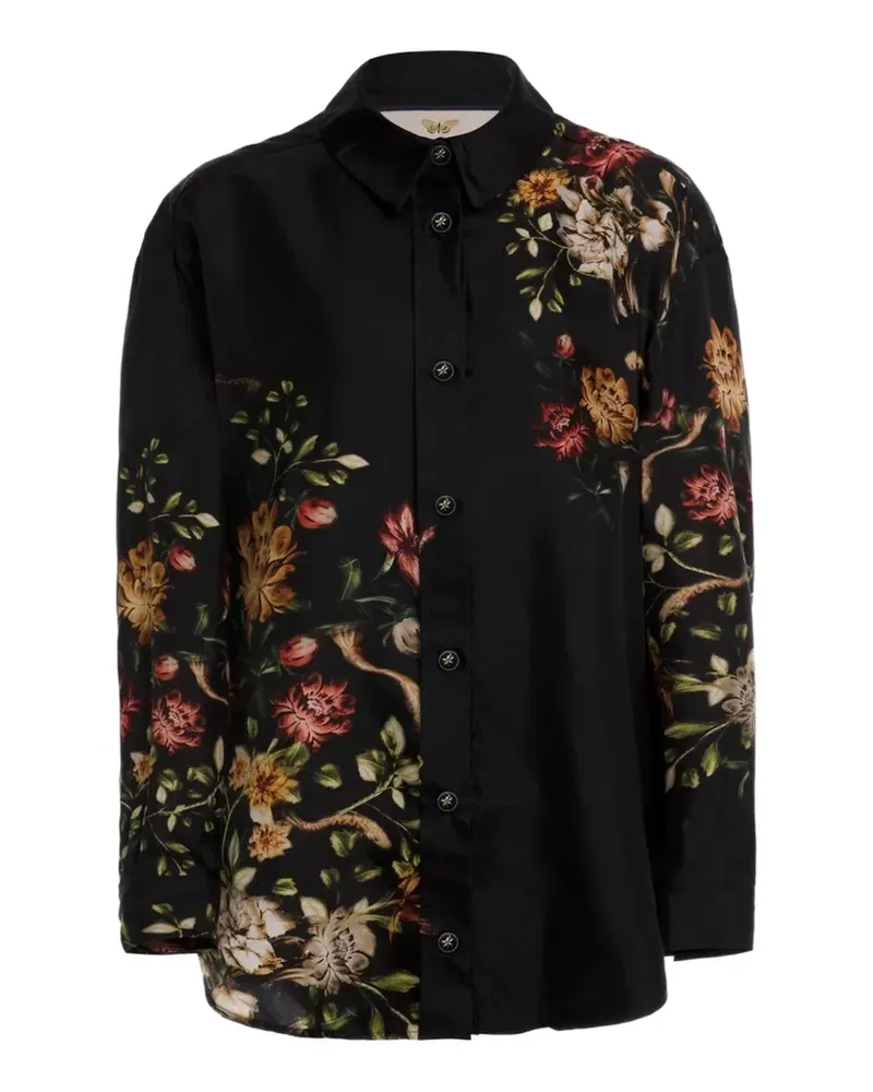 AGUA BENDITA Cecilia Paraíso Hemd mit Blumenprint - Schwarz Schwarz