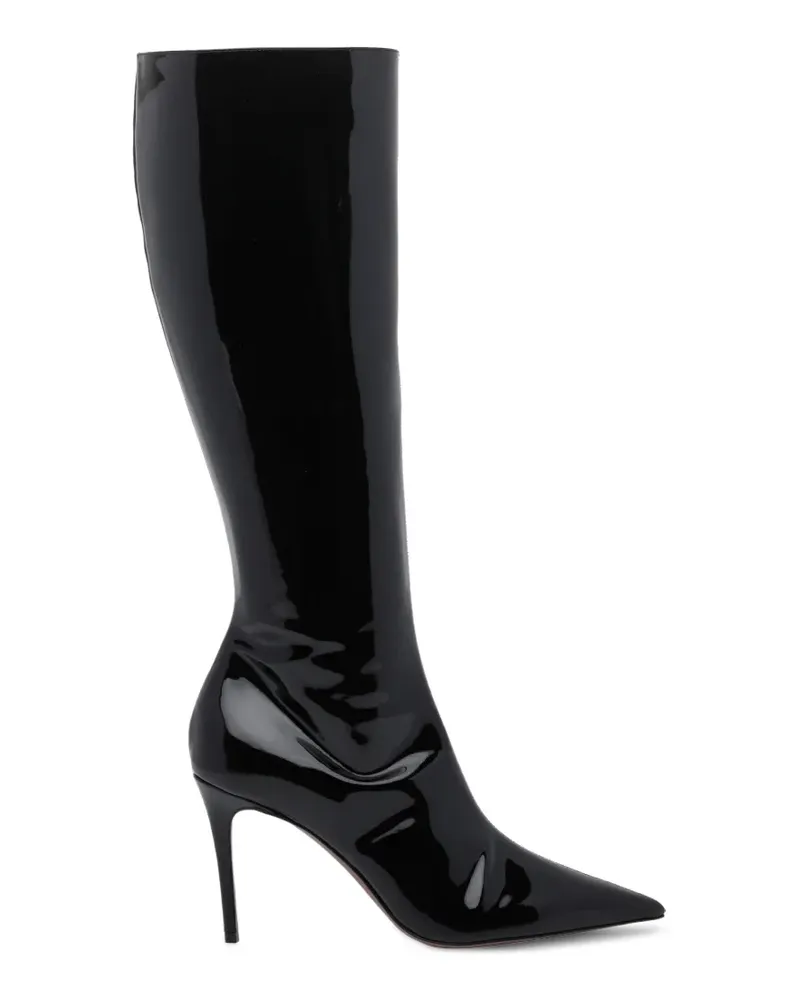Jeffrey Campbell Kniehohe Stiefel mit Lackoptik - Schwarz Schwarz
