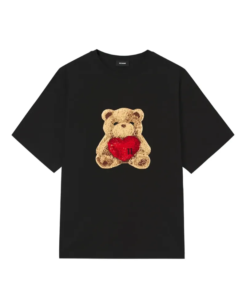 WE 11 DONE teddy bear-patch T-shirt - Schwarz Schwarz
