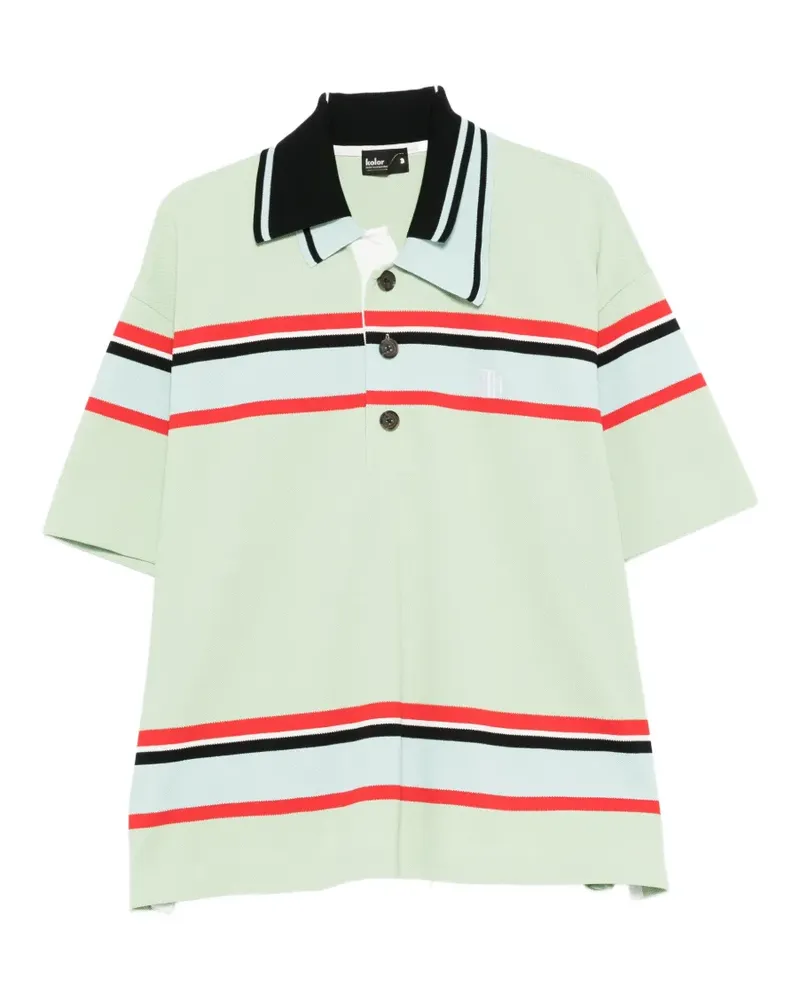 kolor striped short-sleeve polo shirt - Grün Grün