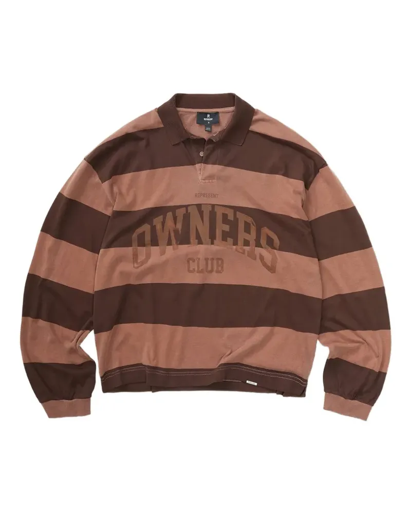 REPRESENT Gestreiftes Owners Club Poloshirt - Braun Braun