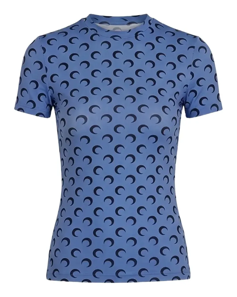 Marine Serre Moon-print T-shirt - Blau Blau
