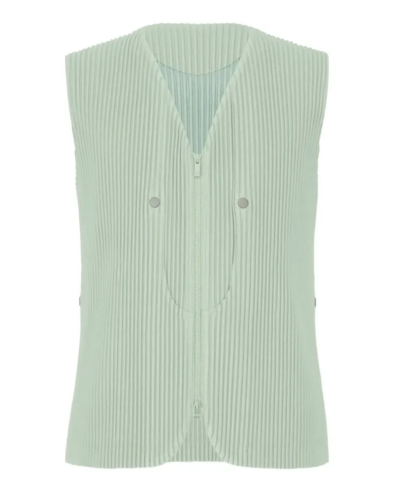 Issey Miyake pleated zip vest - Blau Blau