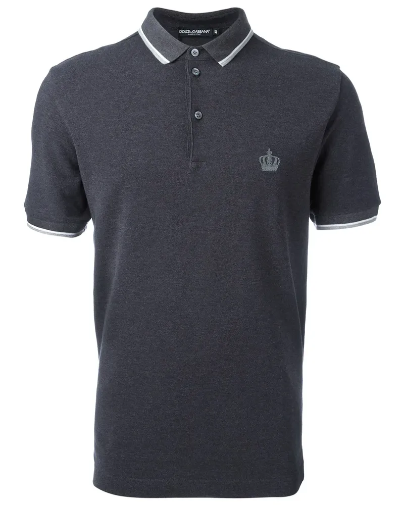 Dolce & Gabbana Poloshirt mit Kronenstickerei - Grau Grau