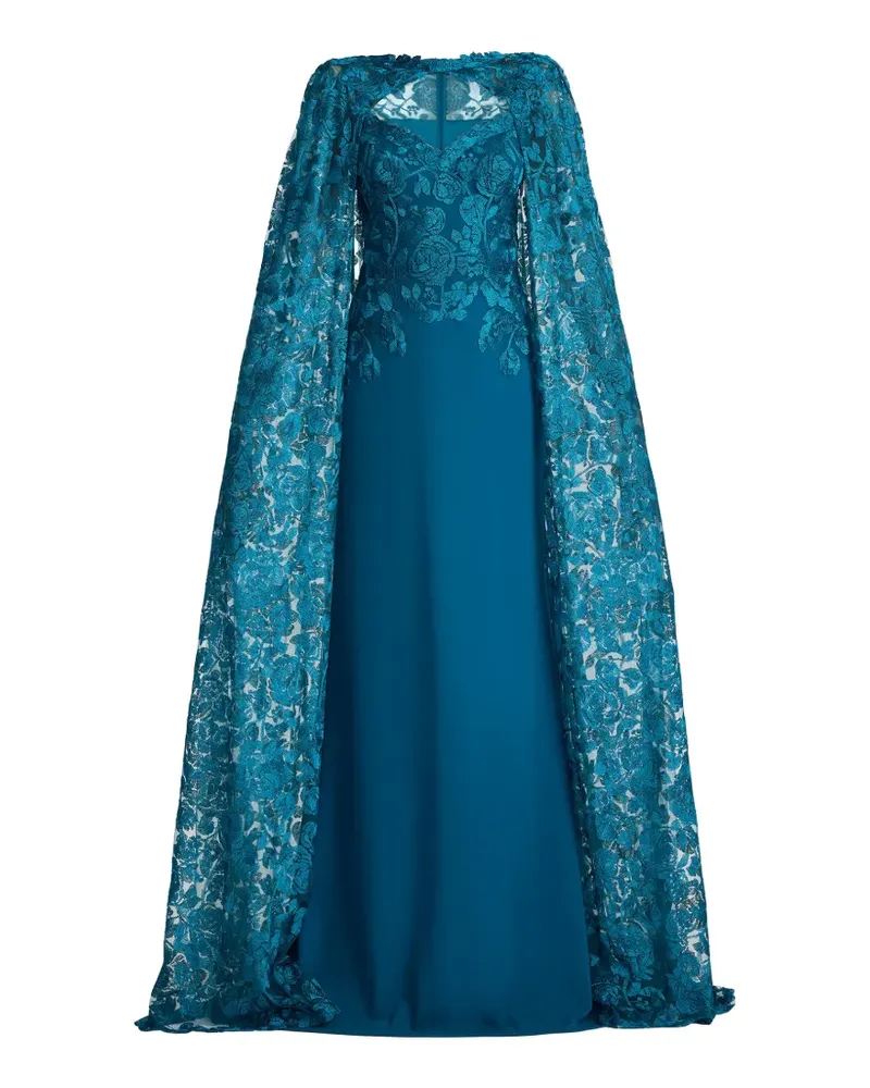Tadashi Shoji Maxikleid aus Blumenspitze - Blau Blau