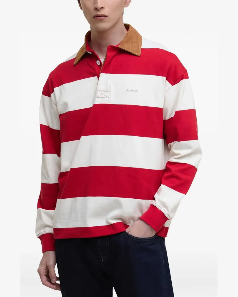 Barbour Gestreiftes Poloshirt mit Cordkragen - Rot Rot
