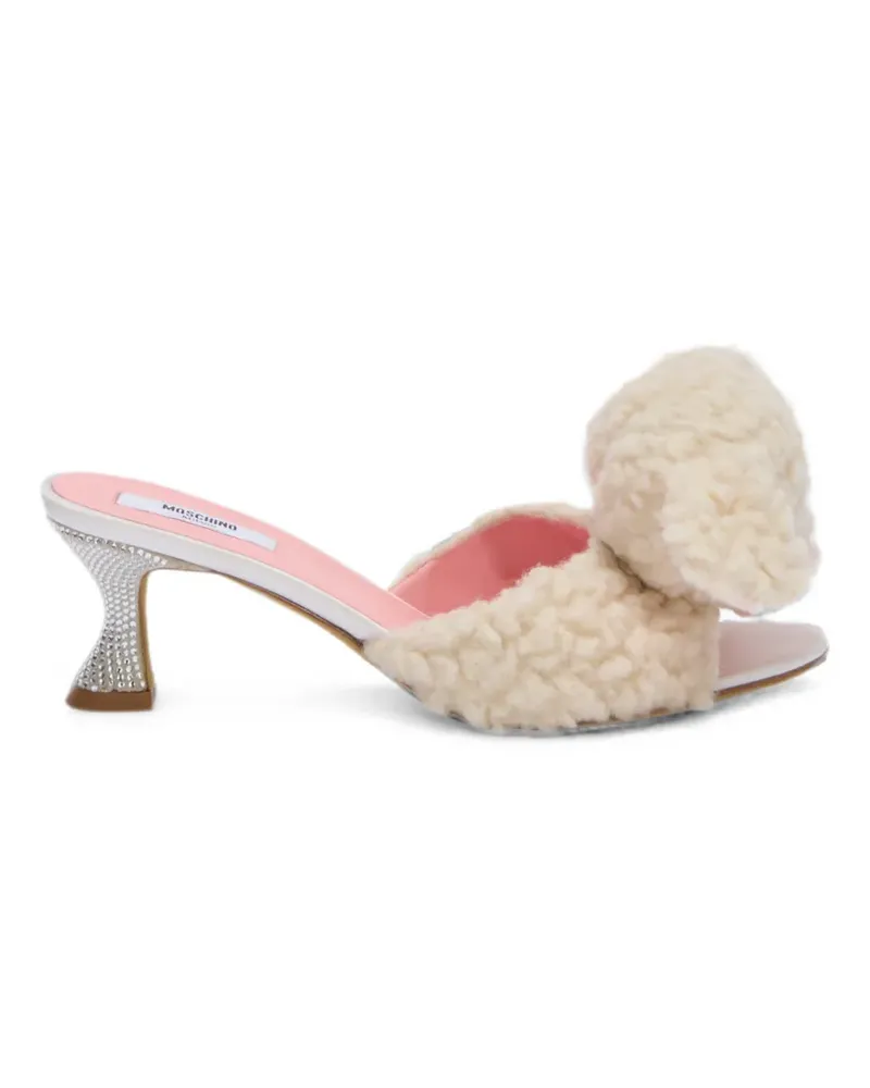 Moschino teddy-bear crystal-embellished mules - Nude Nude