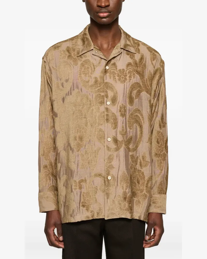 CMMN SWDN Ario floral-jacquard shirt - Nude Nude