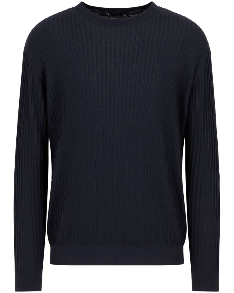 Emporio Armani ribbed-knit sweater Blau