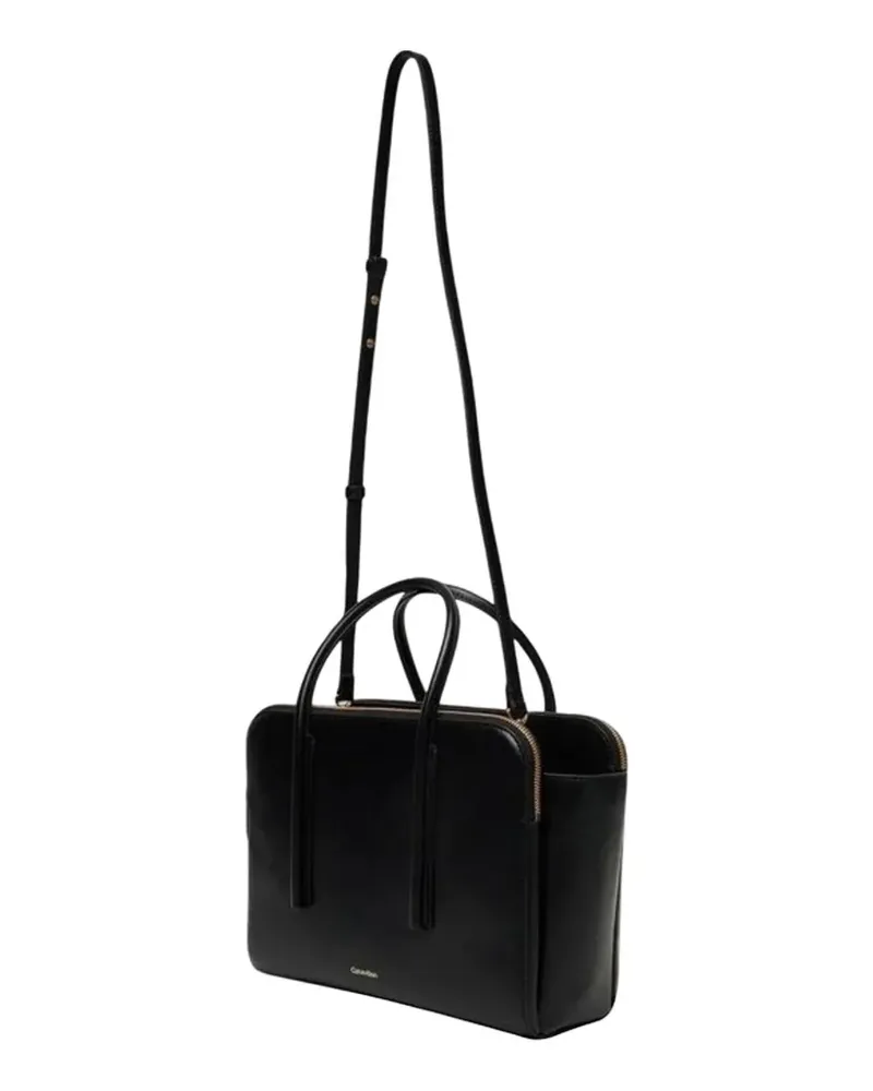 Calvin Klein logo-lettering leather tote bag - Schwarz Schwarz