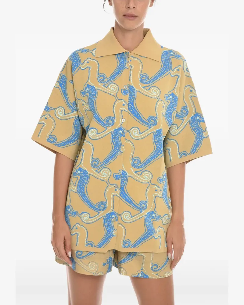 Samsøe & Samsøe embroidered short-sleeve shirt - Nude Nude