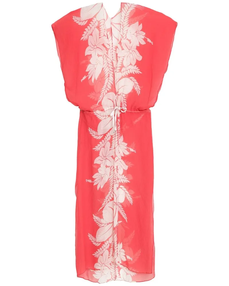 Amir Slama Strandkleid mit Blumen-Print - Rot Rot