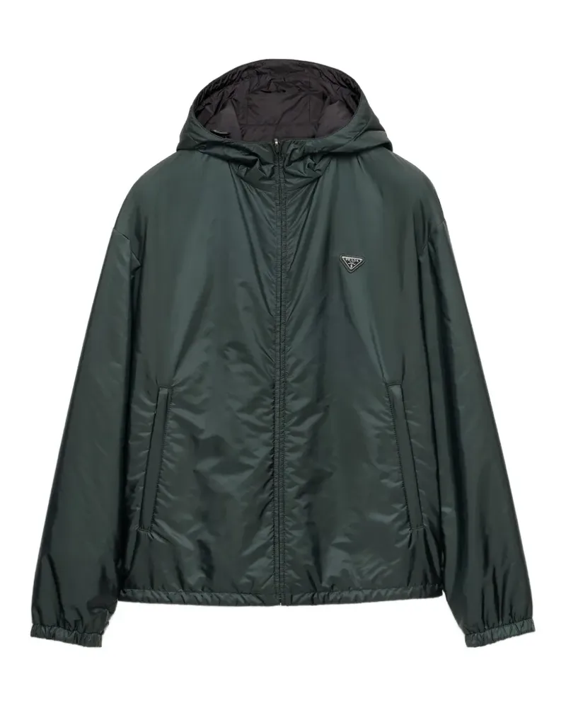 Prada Kapuzenjacke mit Logo-Schild - Grün Grün