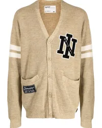 Izzue Gestreifter Cardigan mit Logo-Patch Nude