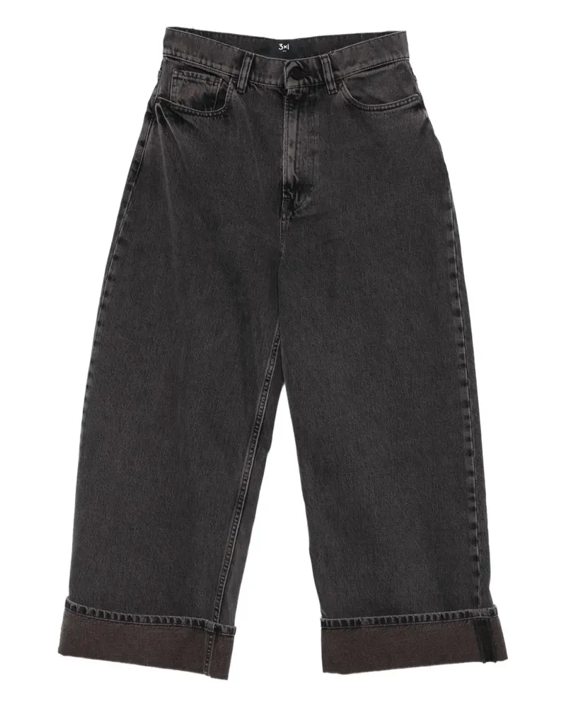 3x1 Jeans mit weitem Bein - Schwarz Schwarz