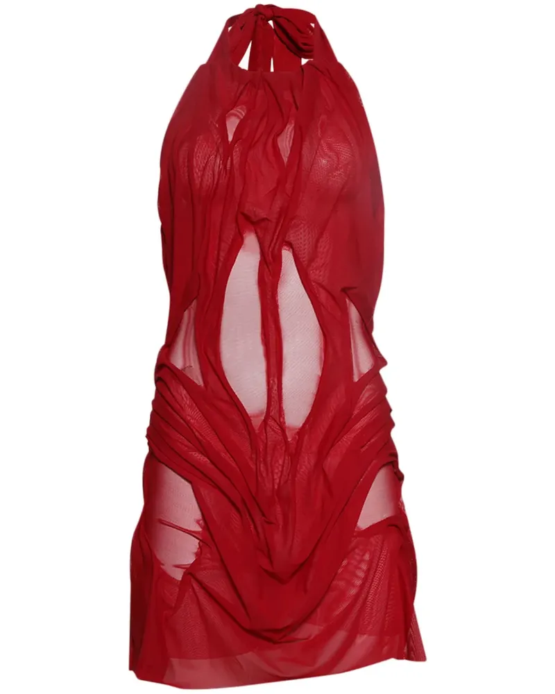 DI PETSA Drapiertes Neckholder-Minikleid - Rot Rot