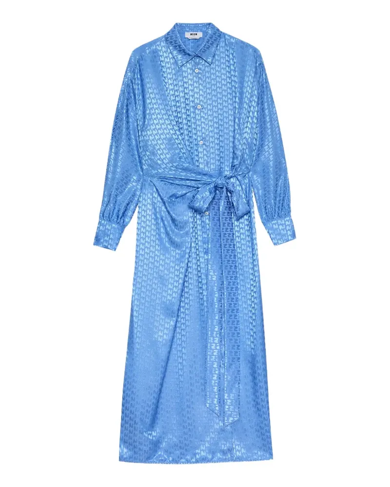 MSGM Kleid mit Bindegürtel - Blau Blau