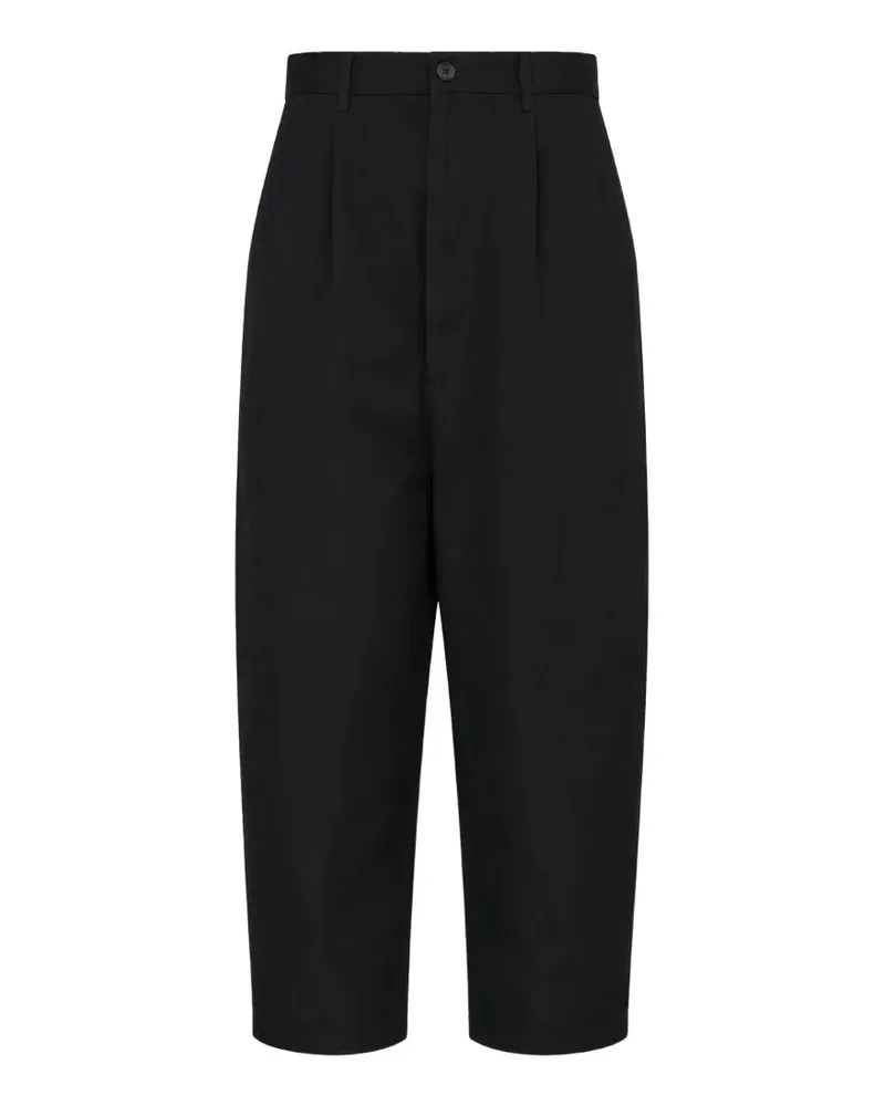 Junya Watanabe garment-dyed pleated cropped trousers - Schwarz Schwarz