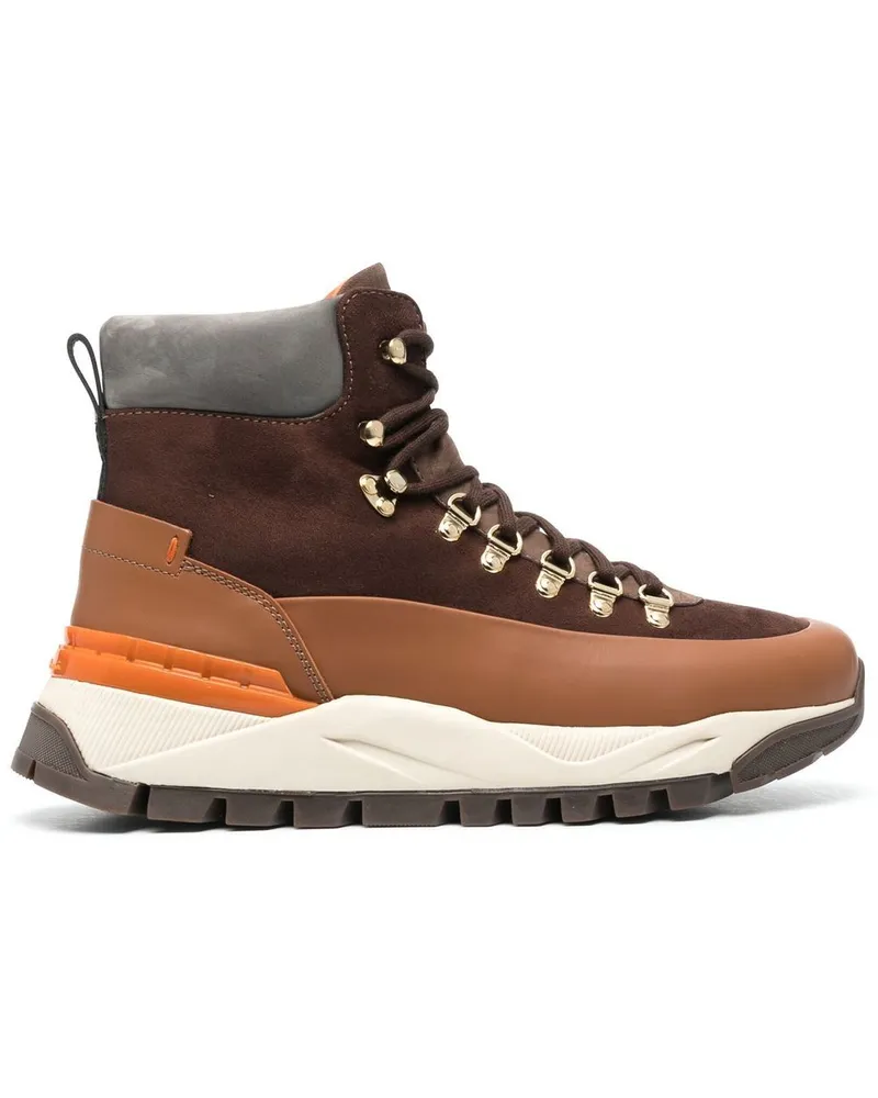 Santoni Hiking-Boots mit Kontrasteinsätzen - Braun Braun