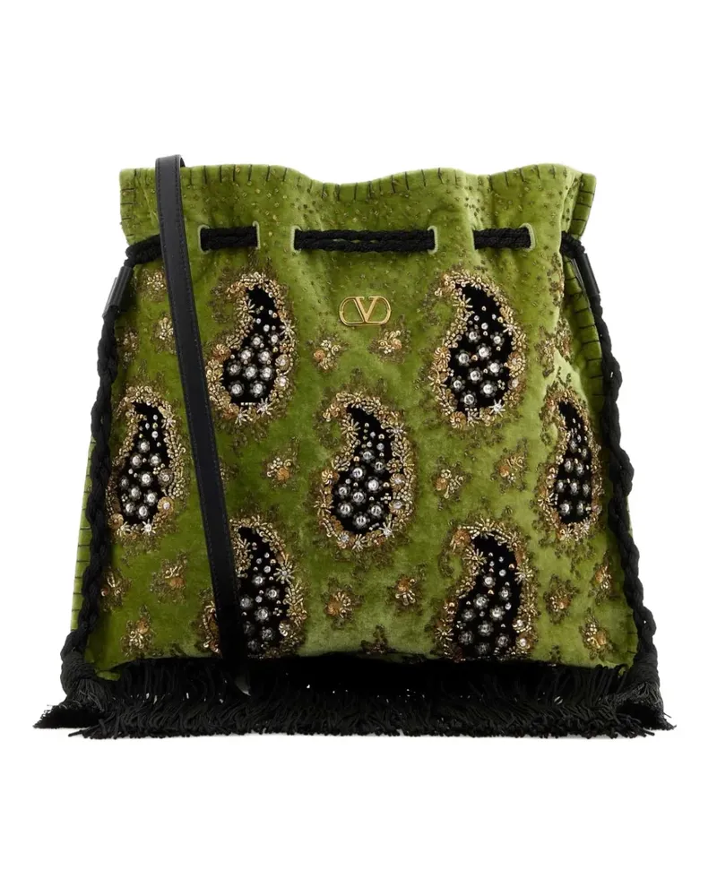 Valentino Garavani Nellicôte paisley-embroidered shoulder bag - Grün Grün