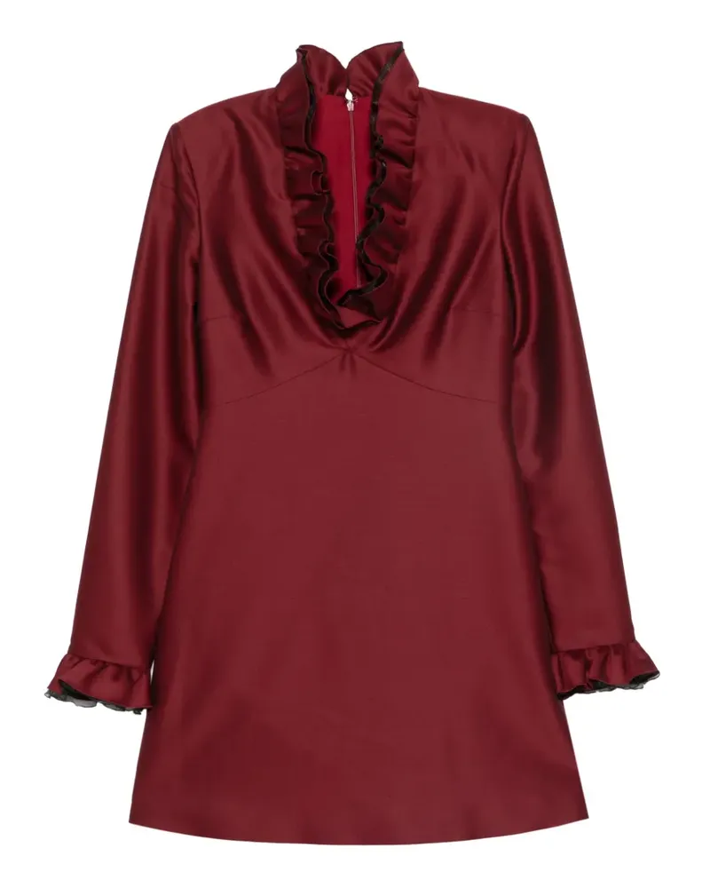 Alberta Ferretti ruffled long-sleeve mini dress - Rot Rot