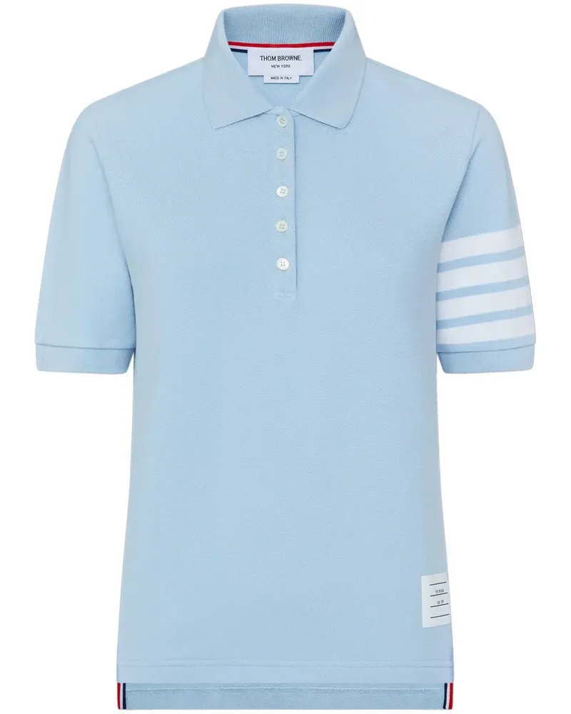 Thom Browne Piqué-Poloshirt mit 4-Streifen-Logo - Blau Blau